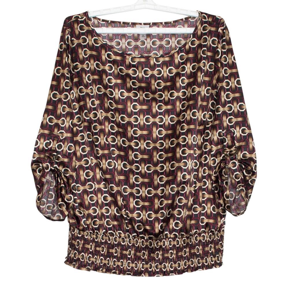 Worthington Y2K Chain Abstract Retro Top Plus Size 3X 3/4 Sleeve Career Office